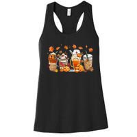 Happy Fall Coffee Latte Cups Stethoscope Nurse Women's Racerback Tank