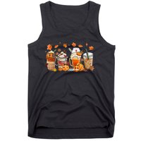 Happy Fall Coffee Latte Cups Stethoscope Nurse Tank Top