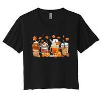 Happy Fall Coffee Latte Cups Stethoscope Nurse Women's Crop Top Tee