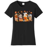 Happy Fall Coffee Latte Cups Stethoscope Nurse Women's T-Shirt