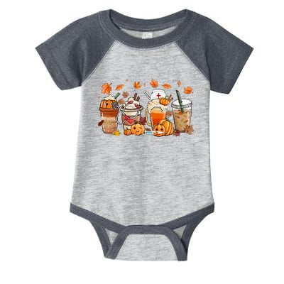 Happy Fall Coffee Latte Cups Stethoscope Nurse Infant Baby Jersey Bodysuit