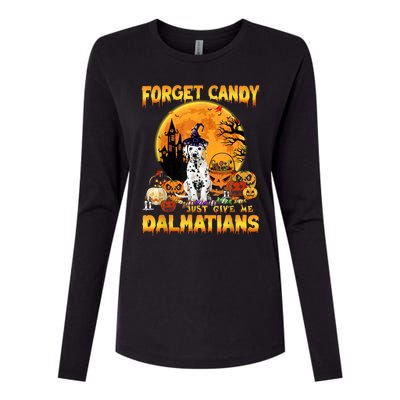 Halloween Forget Candy Just Give Me Dalmatians Dog Lovers Gift Womens Cotton Relaxed Long Sleeve T-Shirt