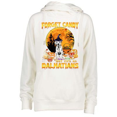 Halloween Forget Candy Just Give Me Dalmatians Dog Lovers Gift Womens Funnel Neck Pullover Hood