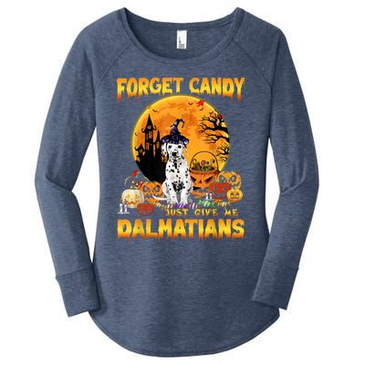 Halloween Forget Candy Just Give Me Dalmatians Dog Lovers Gift Women's Perfect Tri Tunic Long Sleeve Shirt