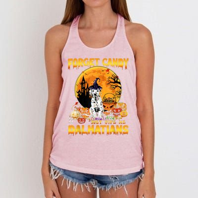 Halloween Forget Candy Just Give Me Dalmatians Dog Lovers Gift Women's Knotted Racerback Tank