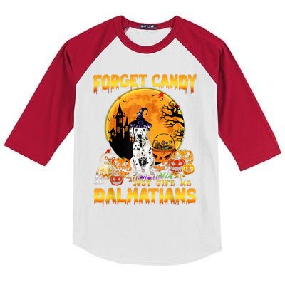 Halloween Forget Candy Just Give Me Dalmatians Dog Lovers Gift Kids Colorblock Raglan Jersey