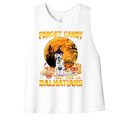 Halloween Forget Candy Just Give Me Dalmatians Dog Lovers Gift Women's Racerback Cropped Tank