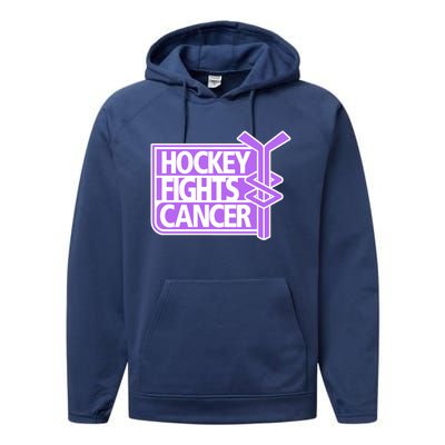 Hockey Fights Cancer Hockey Lover Gift Idea Trending Performance Fleece Hoodie