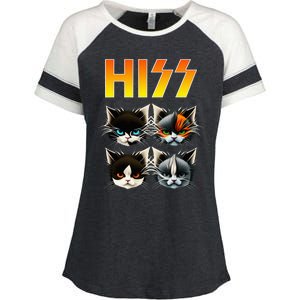 Hiss Funny Cats Rockin Outfit Apparel Design Rock Music Cat Enza Ladies Jersey Colorblock Tee