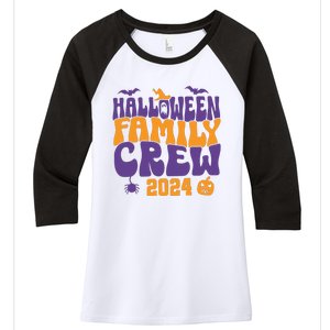 Halloween Family Crew 2024 Matching Family Spooky Women's Tri-Blend 3/4-Sleeve Raglan Shirt