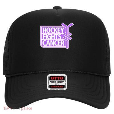 Hockey Fights Cancer High Crown Mesh Back Trucker Hat