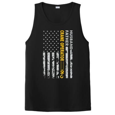 Husband Father Crane Operator USA Flag Fathers Day Gift PosiCharge Competitor Tank