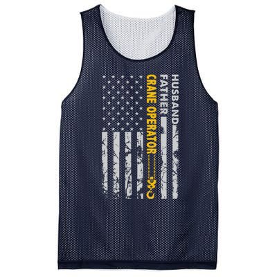 Husband Father Crane Operator USA Flag Fathers Day Gift Mesh Reversible Basketball Jersey Tank