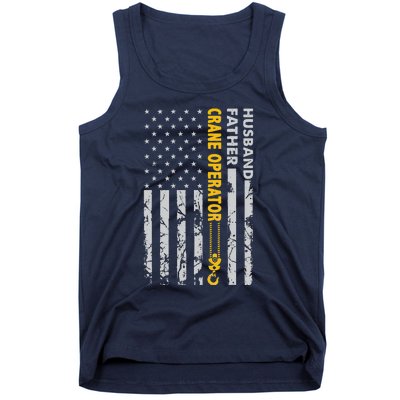 Husband Father Crane Operator USA Flag Fathers Day Gift Tank Top