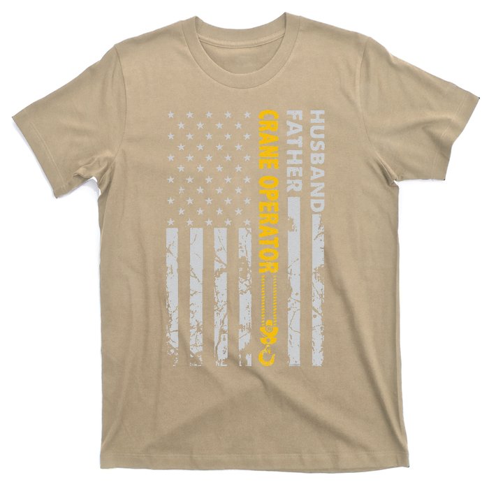 Husband Father Crane Operator USA Flag Fathers Day Gift T-Shirt