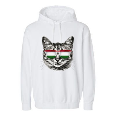 Hungarian Flag Cat Owner Souvenirs Products Kitten Hungary Garment-Dyed Fleece Hoodie