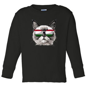 Hungary Flag Cat Mom Souvenirs Products Kitten Hungarian Toddler Long Sleeve Shirt