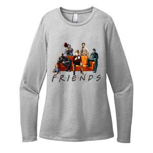 Halloween Friends Crew Gathering On A Spooky Orange Couch Womens CVC Long Sleeve Shirt