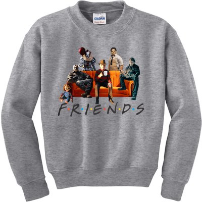 Halloween Friends Crew Gathering On A Spooky Orange Couch Kids Sweatshirt