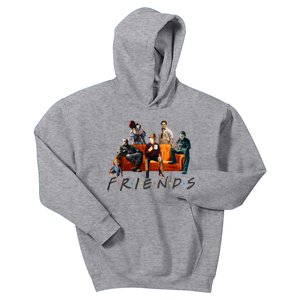 Halloween Friends Crew Gathering On A Spooky Orange Couch Kids Hoodie