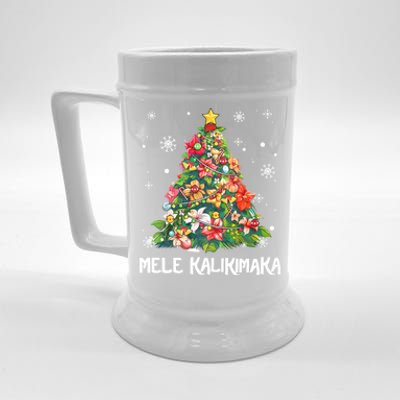 Hawaiian Floral Christmas Tree Mele Kalikimaka Tropical Xmas Beer Stein