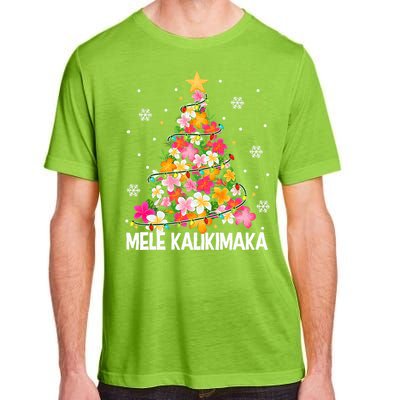 Hawaiian Floral Christmas Tree Mele Kalikimaka Tropical Xmas Adult ChromaSoft Performance T-Shirt