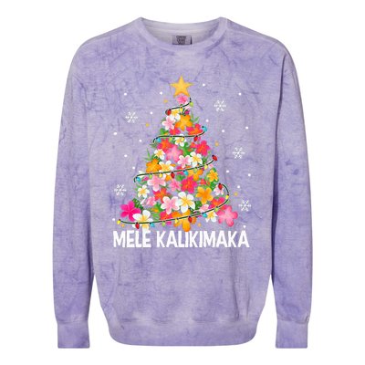 Hawaiian Floral Christmas Tree Mele Kalikimaka Tropical Xmas Colorblast Crewneck Sweatshirt