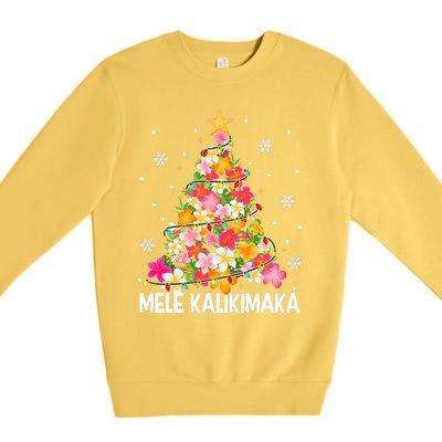 Hawaiian Floral Christmas Tree Mele Kalikimaka Tropical Xmas Premium Crewneck Sweatshirt