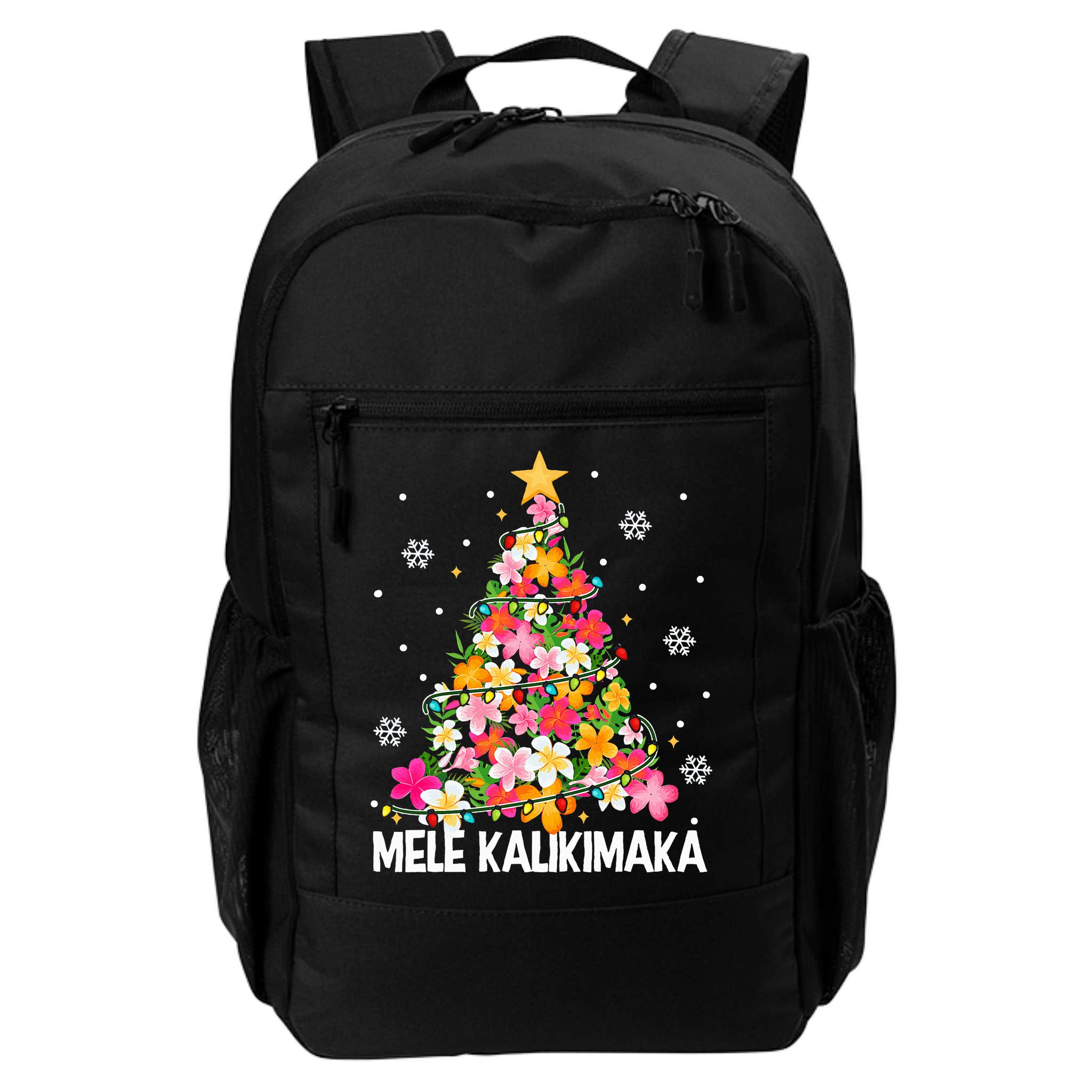 Hawaiian Floral Christmas Tree Mele Kalikimaka Tropical Xmas Backpack