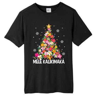 Hawaiian Floral Christmas Tree Mele Kalikimaka Tropical Xmas Tall Fusion ChromaSoft Performance T-Shirt