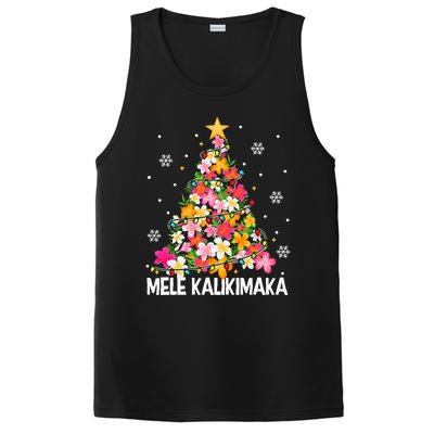 Hawaiian Floral Christmas Tree Mele Kalikimaka Tropical Xmas PosiCharge Competitor Tank