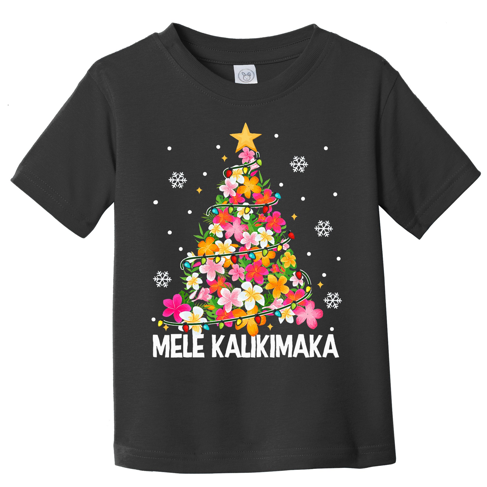 Hawaiian Floral Christmas Tree Mele Kalikimaka Tropical Xmas Toddler T-Shirt