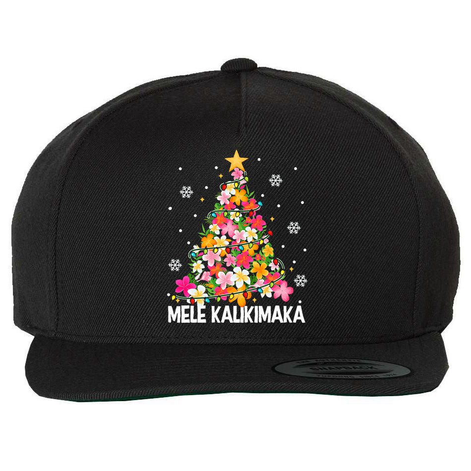 Hawaiian Floral Christmas Tree Mele Kalikimaka Tropical Xmas Wool Snapback Cap