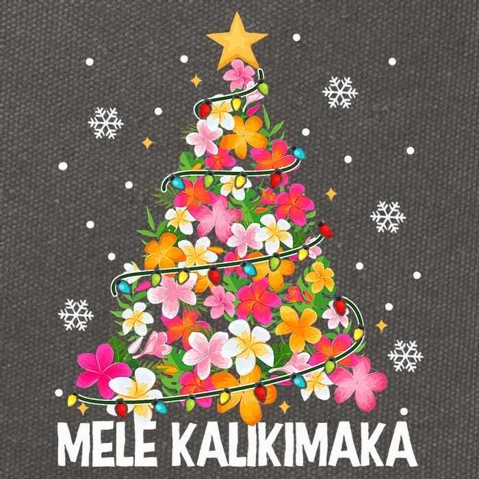 Hawaiian Floral Christmas Tree Mele Kalikimaka Tropical Xmas Cotton Canvas Backpack