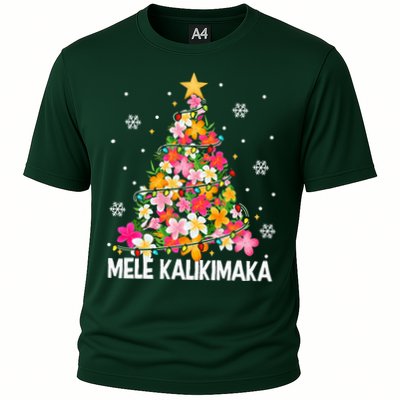 Hawaiian Floral Christmas Tree Mele Kalikimaka Tropical Xmas Cooling Performance Crew T-Shirt