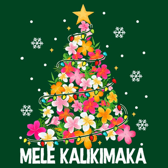 Hawaiian Floral Christmas Tree Mele Kalikimaka Tropical Xmas Cooling Performance Crew T-Shirt