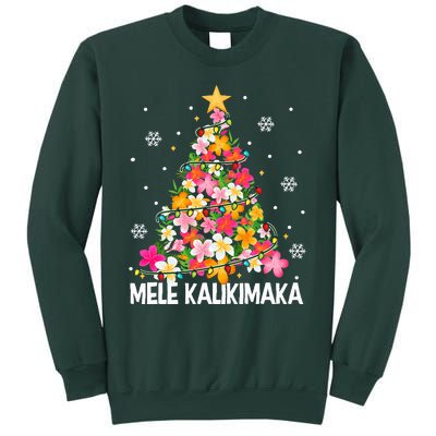 Hawaiian Floral Christmas Tree Mele Kalikimaka Tropical Xmas Sweatshirt