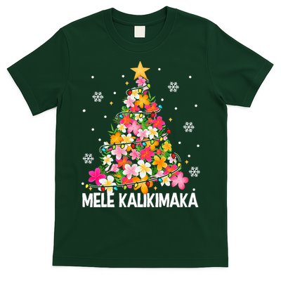 Hawaiian Floral Christmas Tree Mele Kalikimaka Tropical Xmas T-Shirt