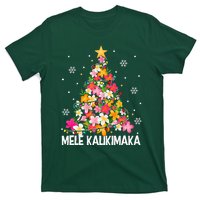 Hawaiian Floral Christmas Tree Mele Kalikimaka Tropical Xmas T-Shirt