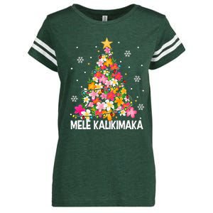 Hawaiian Floral Christmas Tree Mele Kalikimaka Tropical Xmas Enza Ladies Jersey Football T-Shirt