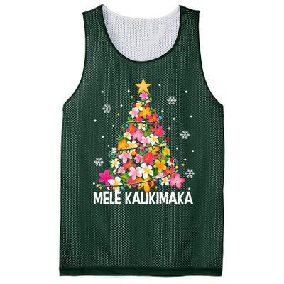 Hawaiian Floral Christmas Tree Mele Kalikimaka Tropical Xmas Mesh Reversible Basketball Jersey Tank