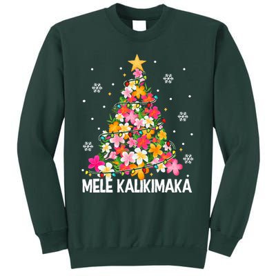 Hawaiian Floral Christmas Tree Mele Kalikimaka Tropical Xmas Tall Sweatshirt