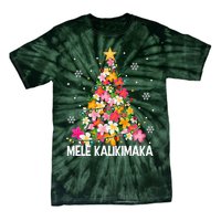 Hawaiian Floral Christmas Tree Mele Kalikimaka Tropical Xmas Tie-Dye T-Shirt