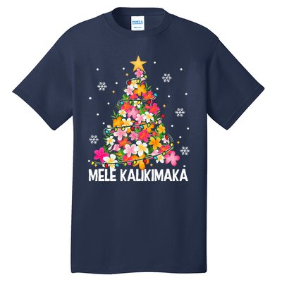 Hawaiian Floral Christmas Tree Mele Kalikimaka Tropical Xmas Tall T-Shirt