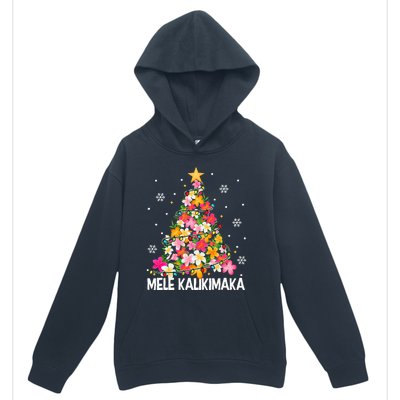 Hawaiian Floral Christmas Tree Mele Kalikimaka Tropical Xmas Urban Pullover Hoodie