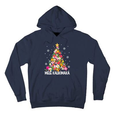 Hawaiian Floral Christmas Tree Mele Kalikimaka Tropical Xmas Tall Hoodie