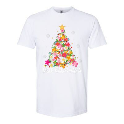 Hawaiian Floral Christmas Tree Mele Kalikimaka Tropical Xmas Softstyle CVC T-Shirt