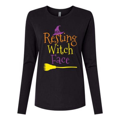 Halloween Funny Colorful Resting Witch Face Gift Womens Cotton Relaxed Long Sleeve T-Shirt