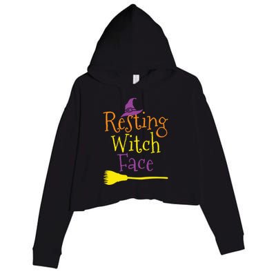 Halloween Funny Colorful Resting Witch Face Gift Crop Fleece Hoodie