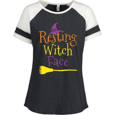 Halloween Funny Colorful Resting Witch Face Gift Enza Ladies Jersey Colorblock Tee